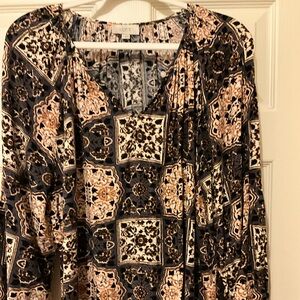 LOFT XL Multicolor Abstract Patterned Top